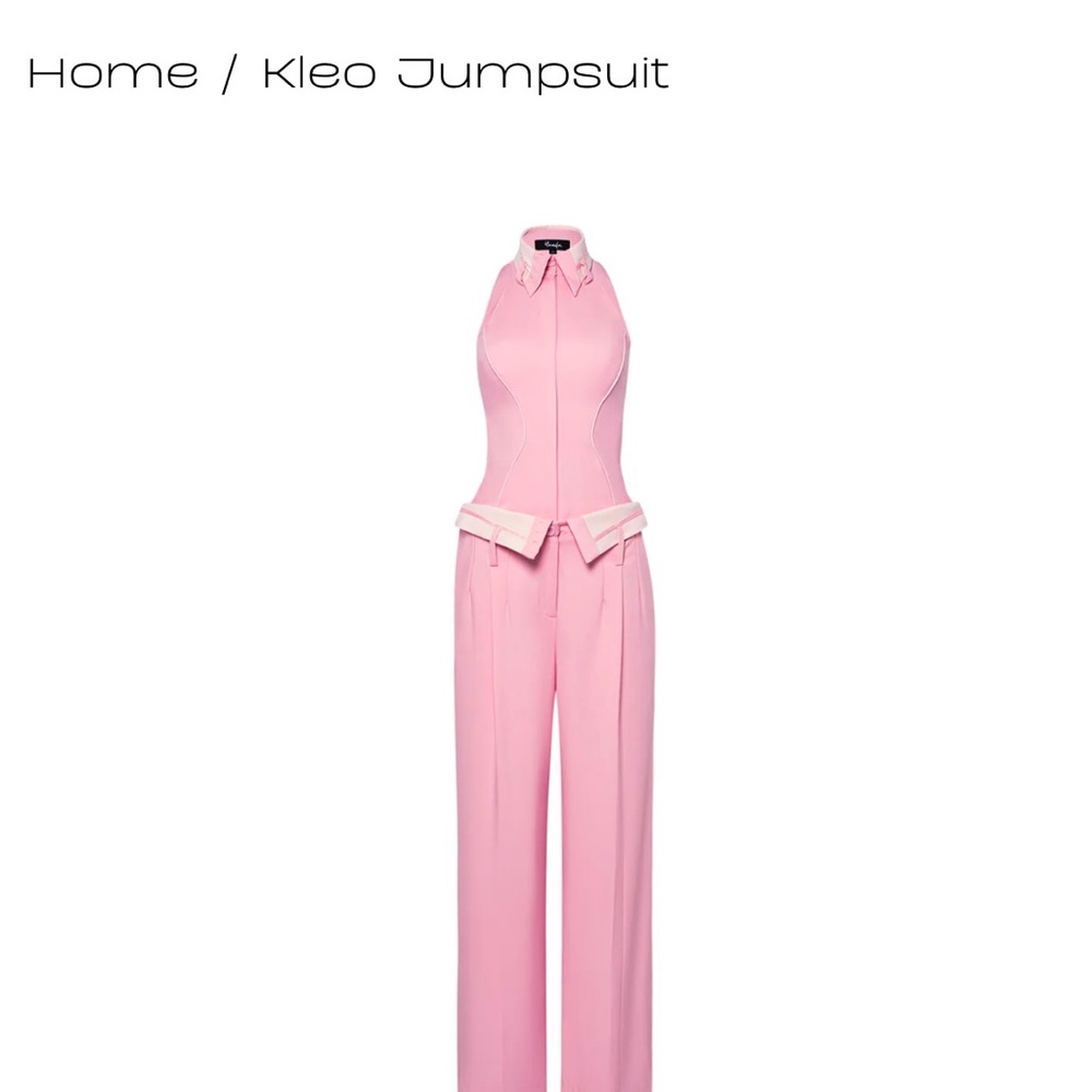 Hanifa Pink Halter Bodice Wide-Leg Jumpsuit